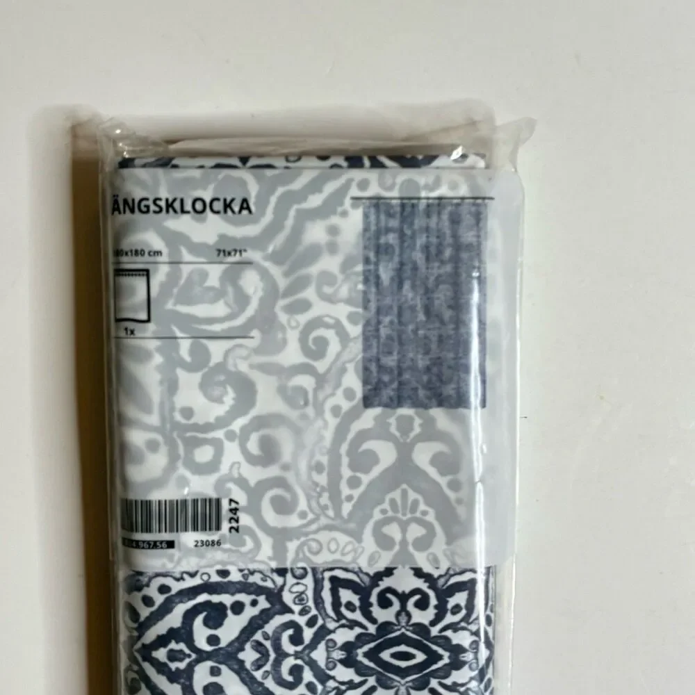 New IKEA Angsklocka White Blue Shower Curtain 71”x71” 804.967.56